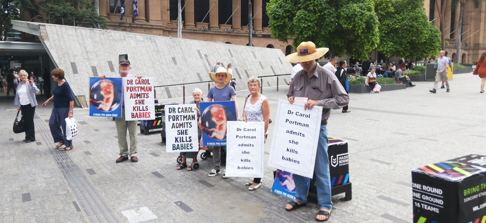 Taken outside the office of abortionist Dr Carole Portman